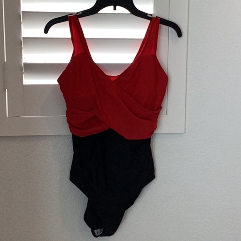 Red & Black one piece swim suit, Size Medium, NWOT